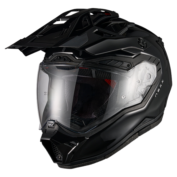 Nexx X.RALLY Plain Black Adventure Helmet – front three-quarter view