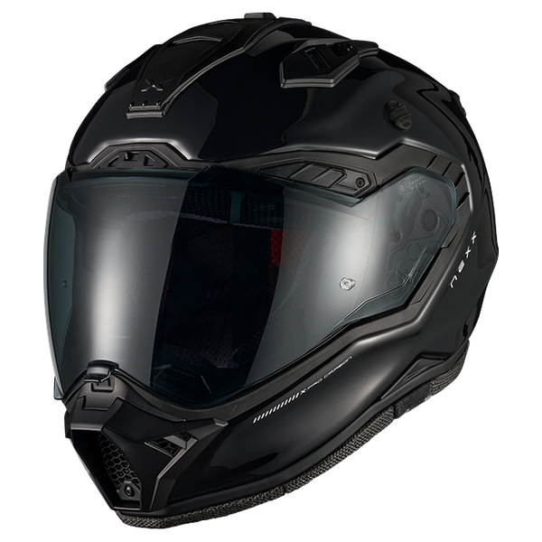 Nexx X.RALLY PRO Carbon Black Adventure Helmet – side view, peak removed
