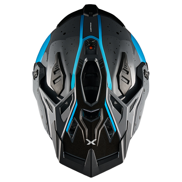 Nexx X.RALLY YUMA Grey Blue Adventure Helmet – top view