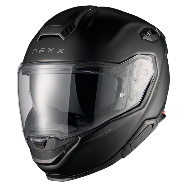 Nexx X.TR Plain Black Sport Touring Helmet – front three-quarter view