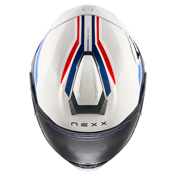 Nexx X.TR Quanta White Blue Sport Touring Helmet – top view