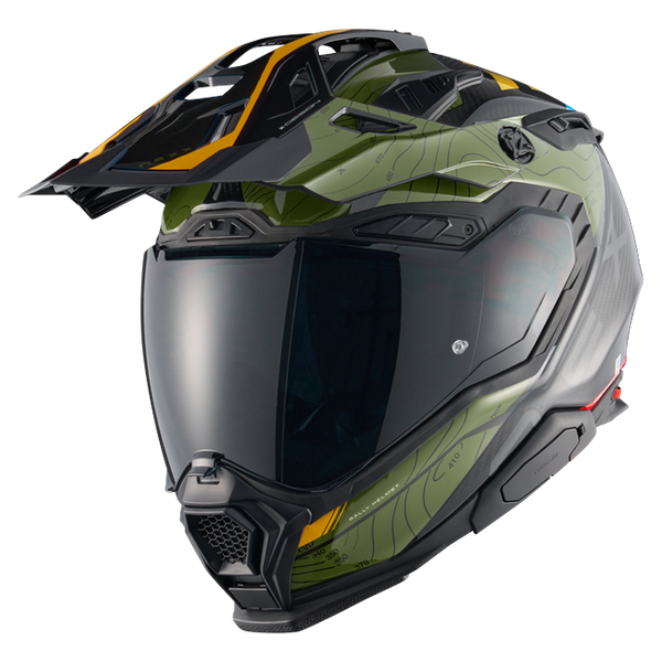 Nexx X.WED3 FURKA Green Yellow Adventure Helmet – front three-quarter view