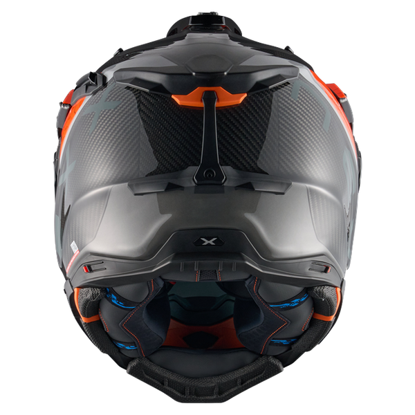 Nexx X.WED3 FURKA Orange Grey Adventure Helmet – rear view