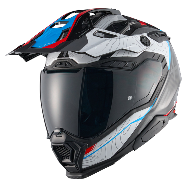 Nexx X.WED3 FURKA Red Blue Adventure Helmet – front three-quarter view