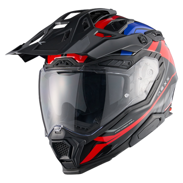Nexx X.WED3 GOBI Red Blue Adventure Helmet – front three-quarter view