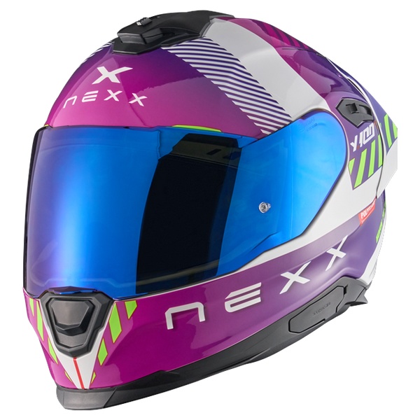 Nexx Y.100R Fade Purple White Full-Face Helmet – front three-quarter view