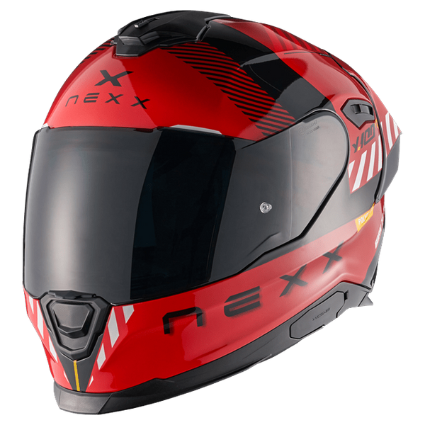 Nexx Y.100R Fade Red Black Full-Face Helmet – front three-quarter view