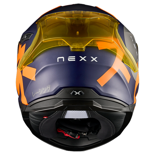 Nexx Y.100R Nippon Indigo Blue MT Full-Face Helmet – rear view