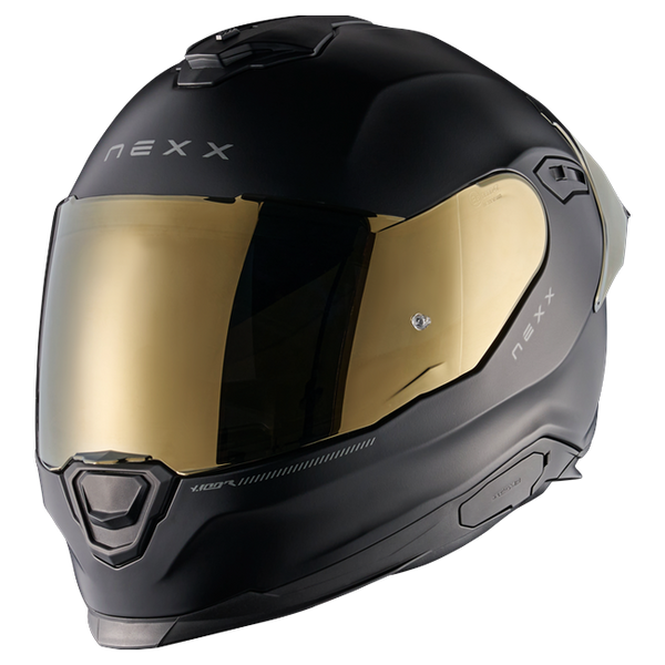 Nexx Y.100R Subsonic Black Gold Full-Face Helmet – front three-quarter view