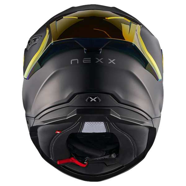 Nexx Y.100R Subsonic Black Red MT Full-Face Helmet – rear view