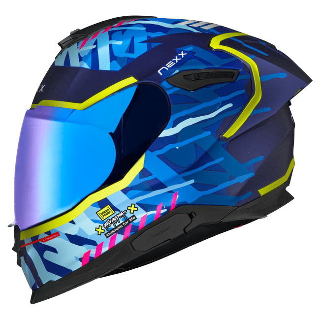 Nexx Y.100R Urbangram Indigo Blue MT Full-Face Helmet – side view