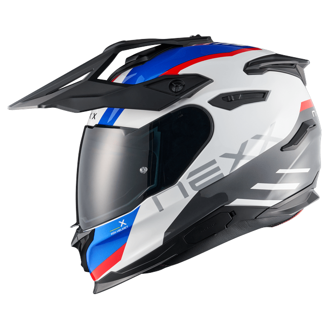 Nexx Y.TRAVL Quest White Blue Red Adventure Helmet – side view