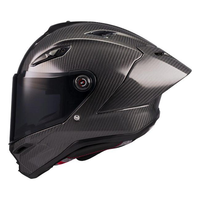 MT-Helmets KRE 2 PLUS FIM Racing #2 Pure A1 full-face helmet in gloss carbon — side view