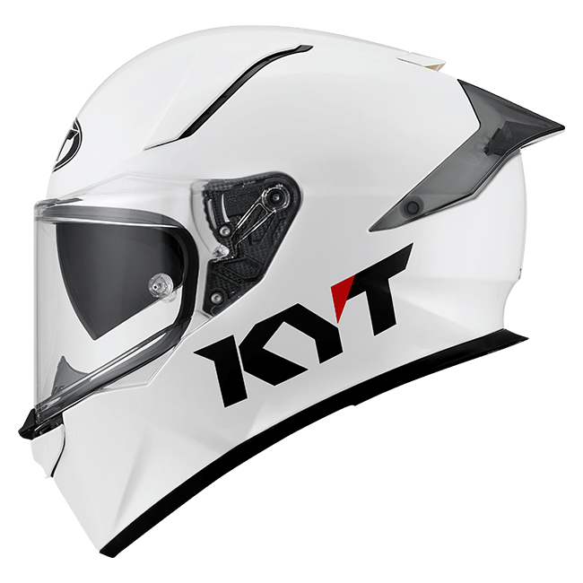 KYT R2R full-face helmet in plain white, front three-quarter view