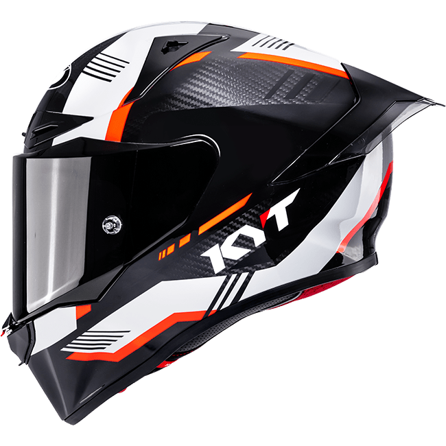 KYT R1R full-face racing helmet in Carbon Zone Orange tricomposite shell