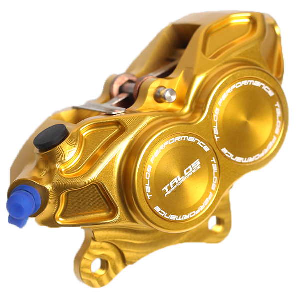 Talos V30 CNC monoblock front brake caliper in gold anodised finish for Vespa GTS 300