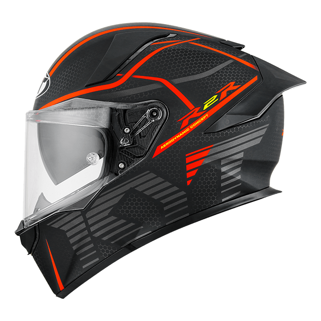 KYT R2R helmet Concept matte black and red full-face view