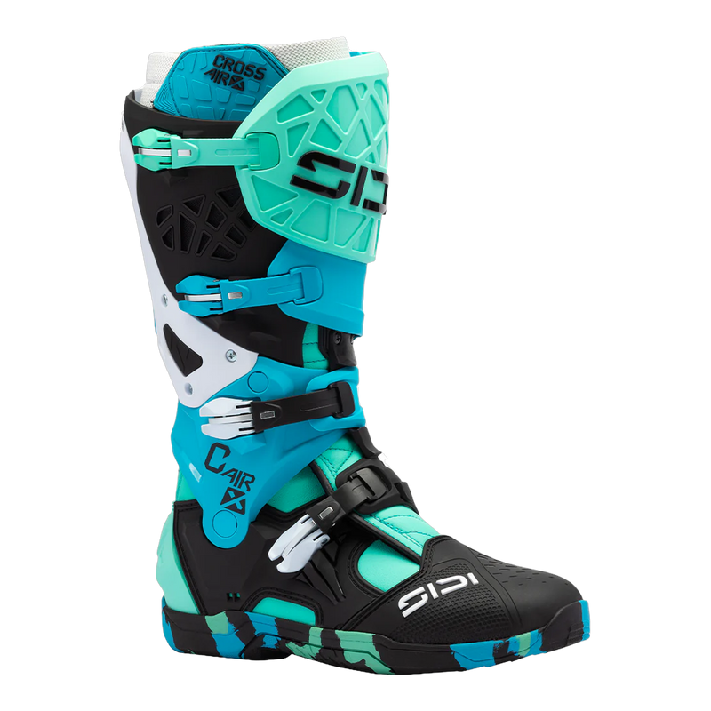 Sidi Crossair X motorcycle boots Messy Cyan, three-quarter view