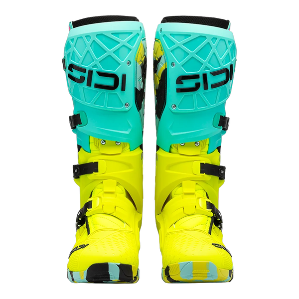 Sidi Crossair X motorcycle boots Mint/Fluo Yellow, front view