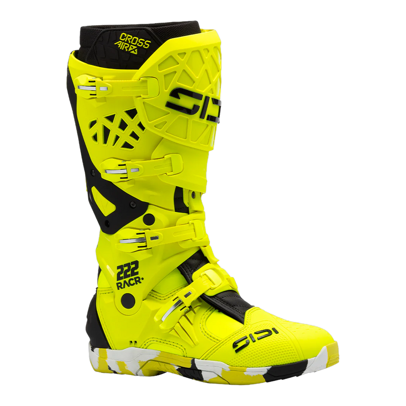 Sidi Crossair X motorcycle boots RACR001 Fluo Yellow, three-quarter view