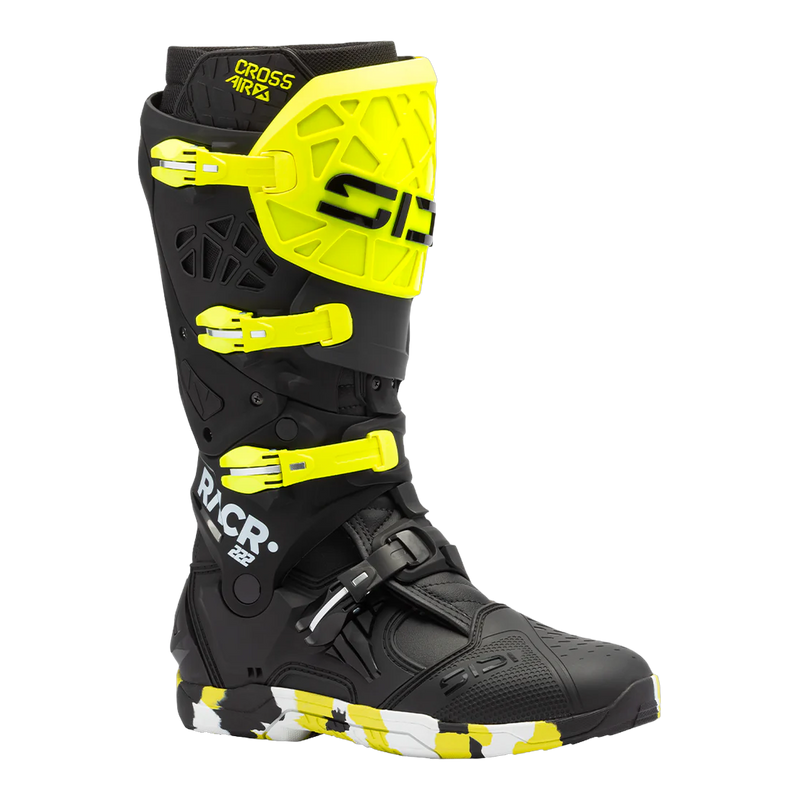 Sidi Crossair X motorcycle boots RACR002 Fluo Yellow/Black, three-quarter view