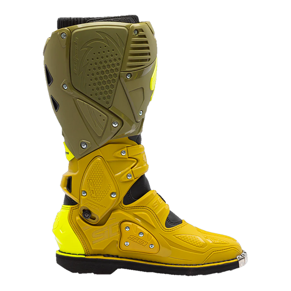 Sidi Crossfire 3 motorcycle boots Olive Green/Fluo Yellow, side profile
