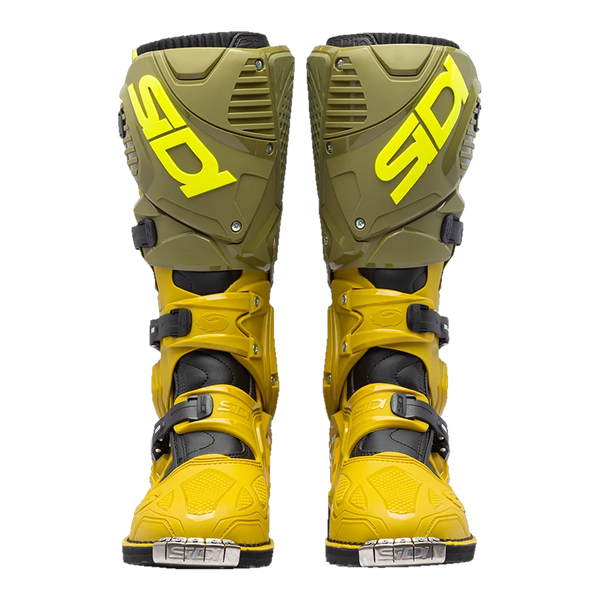 Sidi Crossfire 3 motorcycle boots Olive Green/Fluo Yellow, front view