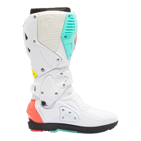 Sidi Crossfire 3 SRS motorcycle boots White/Fluo Mint/Fluo Coral, side profile