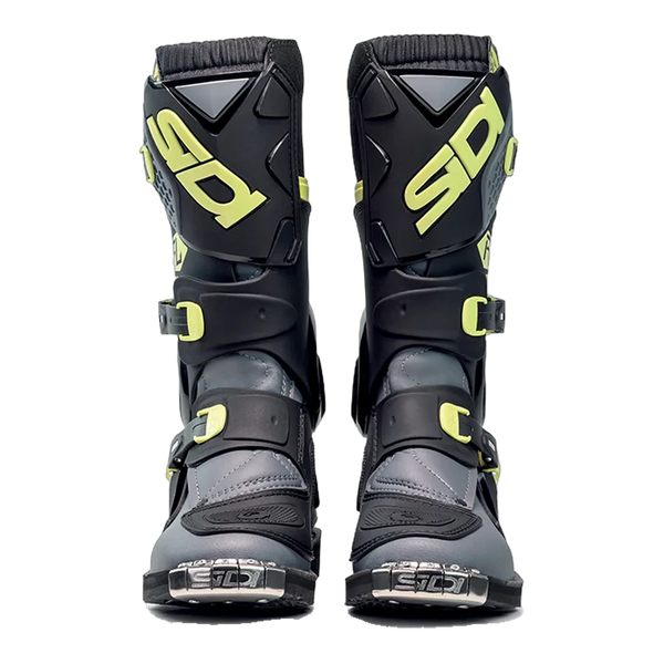 Sidi Flame Kids' Motorcycle Boots Black/Lime 390, front view