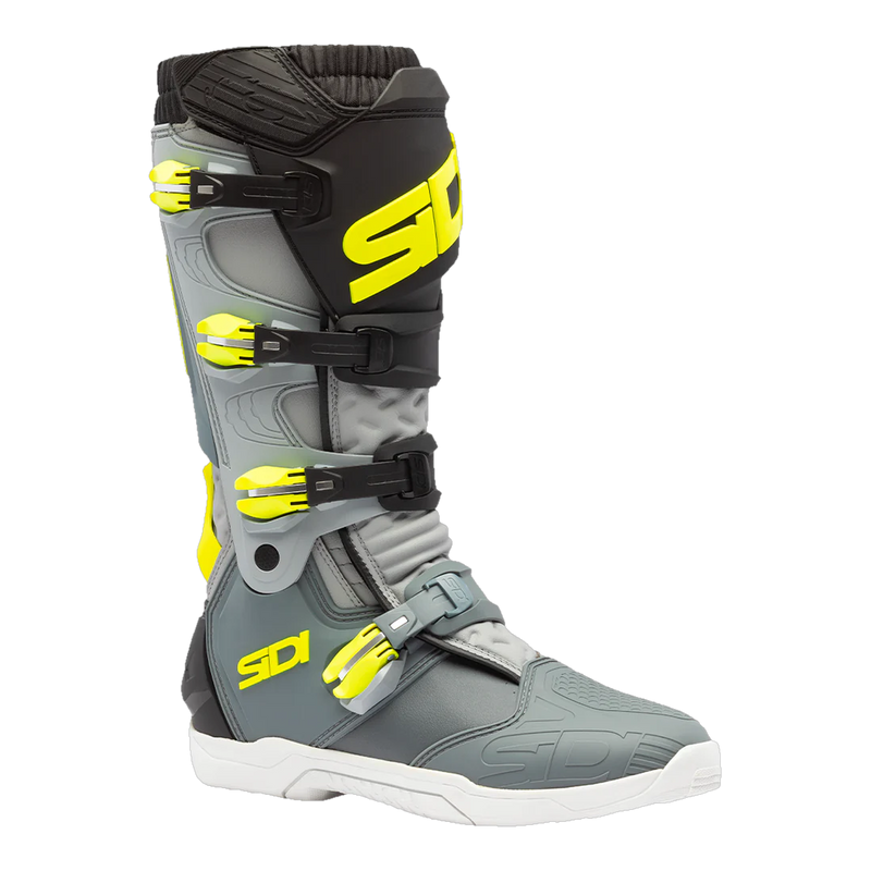 Sidi X-Power SC motorcycle boots Grey/Fluo Yellow, three-quarter view