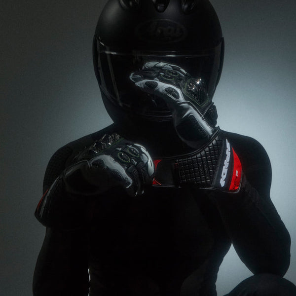 Spidi Carbo Kangaroo Racing motorcycle leather gloves in black and red