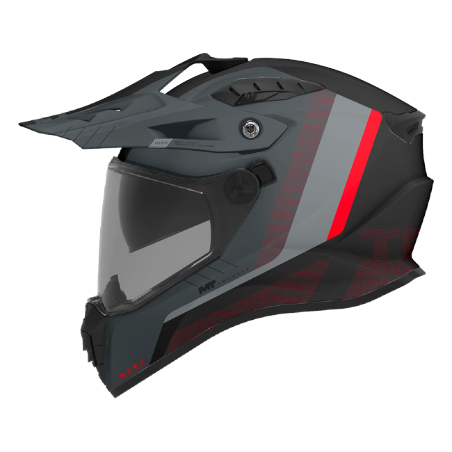MT-Helmets Track SV Nomad B25 adventure helmet in matt anthracite with a red stripe — side view