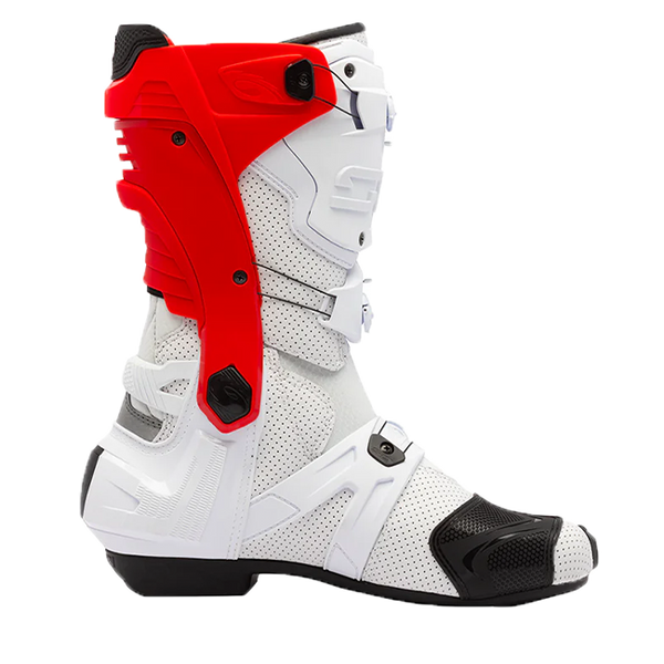 Sidi Rex Air motorcycle boots in white and red colourway, model 391