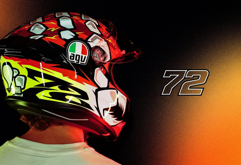 Marco Bezzecchi wearing the AGV K6 S in his 2024 replica colours