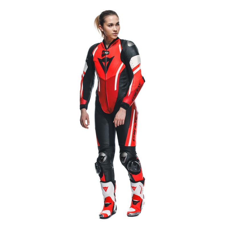 Dainese Misano 3 Lady D-AIR perforated one-piece leather race suit in red