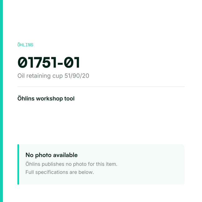 Öhlins Oil retaining cup 51/90/20 — placeholder, no photo published by Öhlins