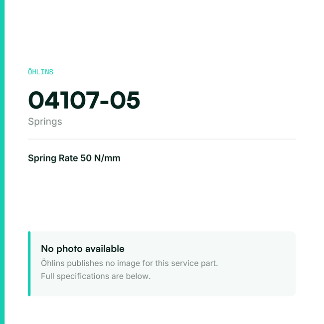 Öhlins Spring, c=50 N/mm, L=15.5 mm