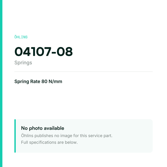 Öhlins Spring, c=80 N/mm, L=15.5 mm