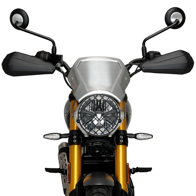 Puig Aluminium Front Plate Windshield – Headlight Bracket Mount – for Triumph Scrambler 400X (2024–2025)