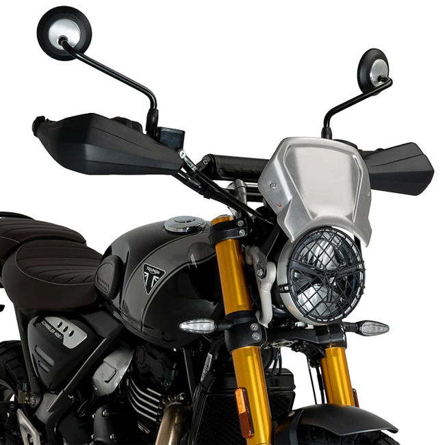 Puig Aluminium Front Plate Windshield – Headlight Bracket Mount – for Triumph Scrambler 400X (2024–2025)
