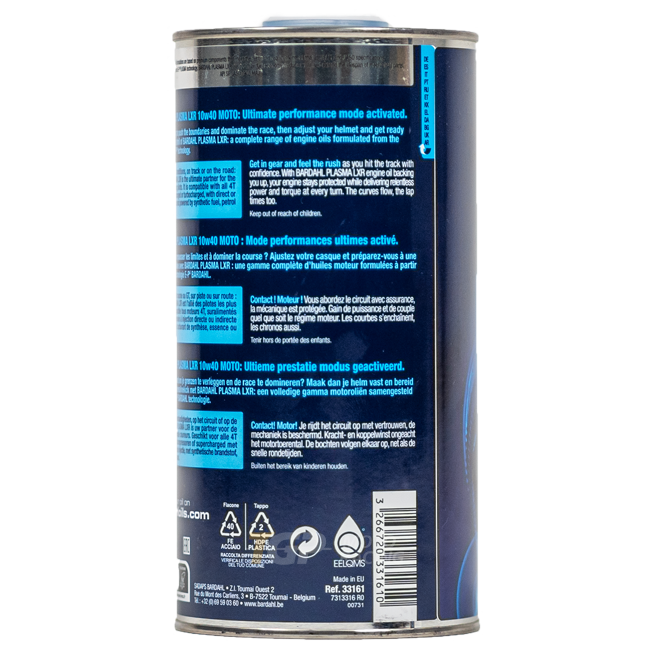 Bardahl Plasma LXR 10W40 1 litre fully synthetic motorcycle engine oil bottle