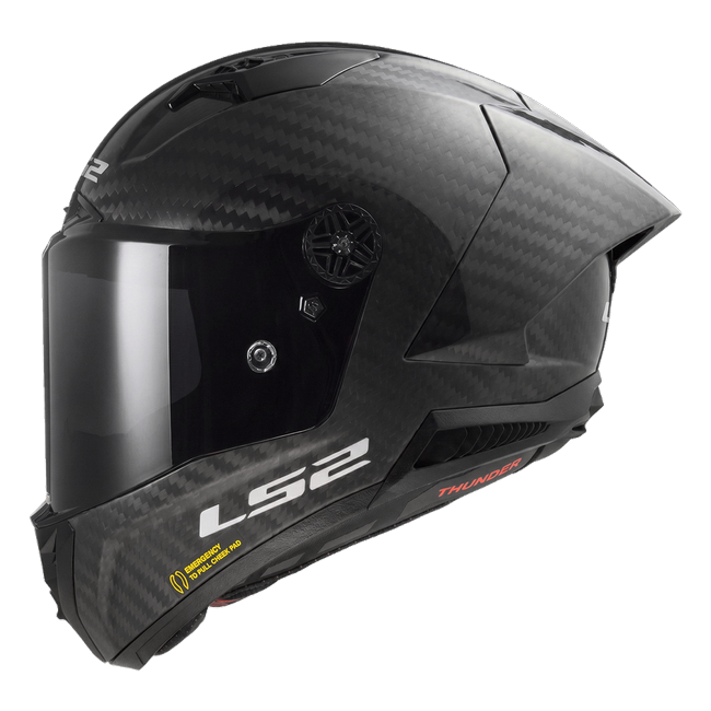 LS2 FF805 Thunder GP Aero full-face helmet in Gloss Carbon — side view