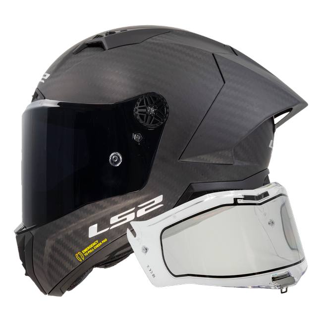 LS2 FF805 Thunder GP Aero full-face helmet in Matt Carbon + IRID Dynamic Clear — side view