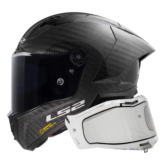 LS2 FF805 Thunder GP Aero full-face helmet in Gloss Carbon + IRID Dynamic Clear — side view