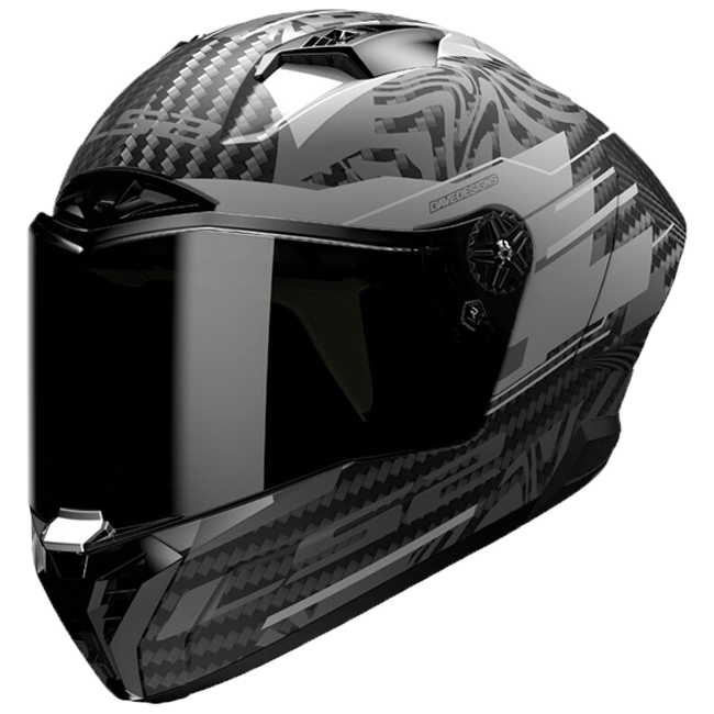 LS2 FF805 Thunder GP Aero full-face helmet in Polar Matte Black carbon fibre finish