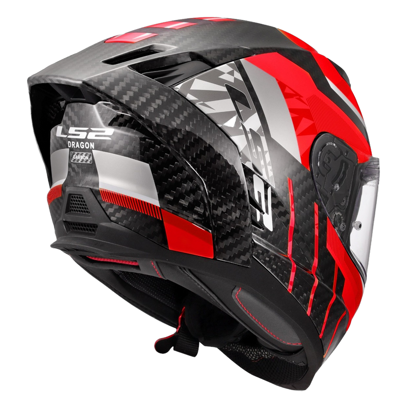 LS2 FF807 Dragon Carbon Helmet – Trax Gloss Red – view 5
