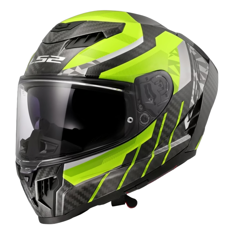 LS2 FF807 Dragon Carbon Helmet – Trax Gloss Hi-Vis Yellow – view 2