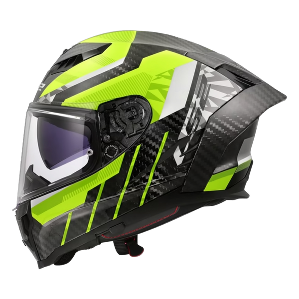LS2 FF807 Dragon Carbon Helmet – Trax Gloss Hi-Vis Yellow – view 3