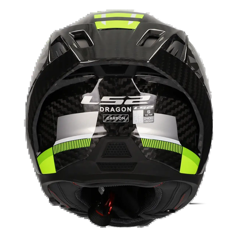LS2 FF807 Dragon Carbon Helmet – Trax Gloss Hi-Vis Yellow – view 4