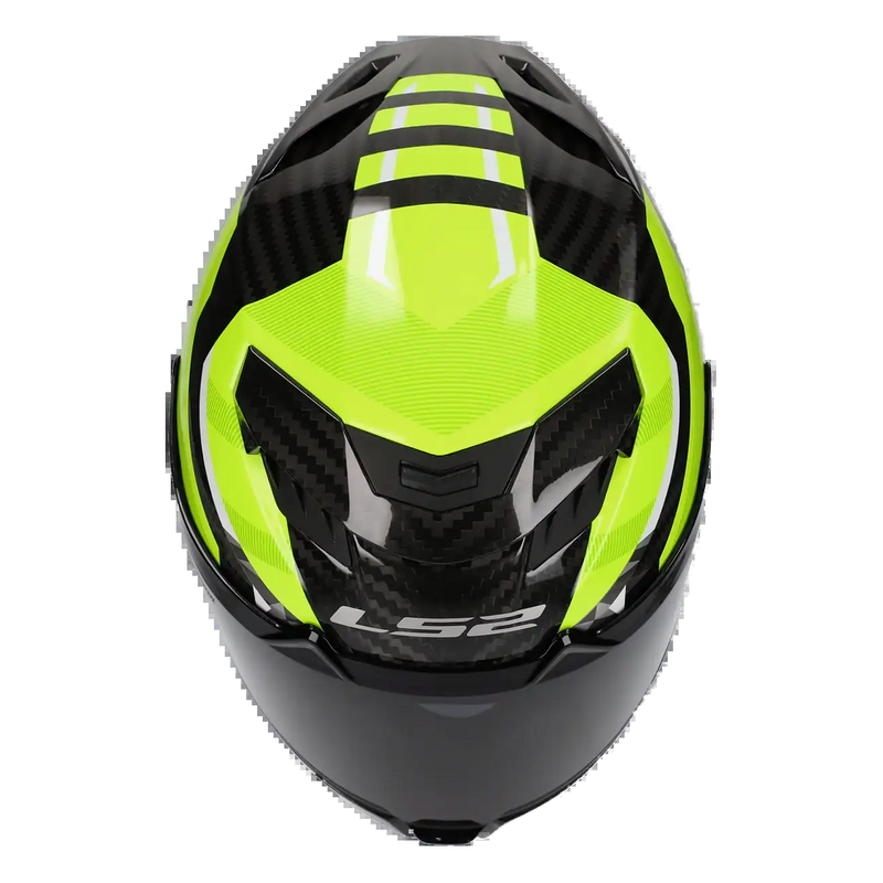 LS2 FF807 Dragon Carbon Helmet – Trax Gloss Hi-Vis Yellow – view 7